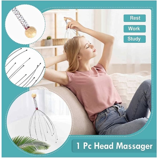 Hårbottenmassageapparater, handhållen huvudmassagestickare, scratcher för djup avslappning, hårstimulering och stress relief