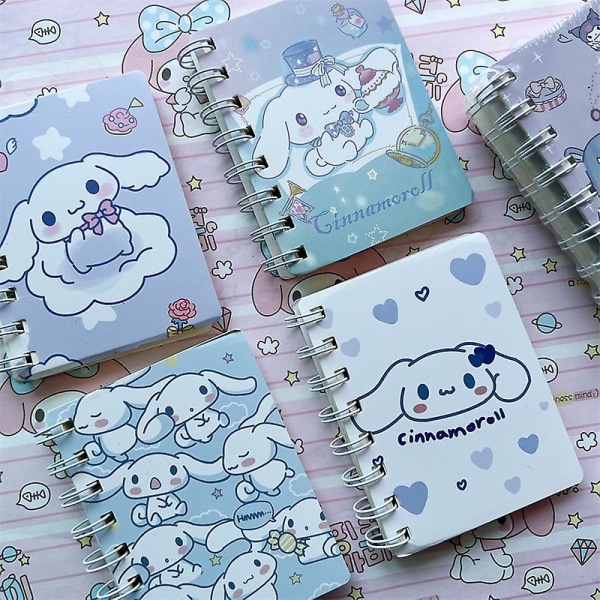 4st/ set Kawaii Mini Notepad Sanrio Kuromi My Melody Cinnamoroll Cartoon Portable Creative Pocket Coil Dagbok Present för tjejer [DB] 4pcs-set 2