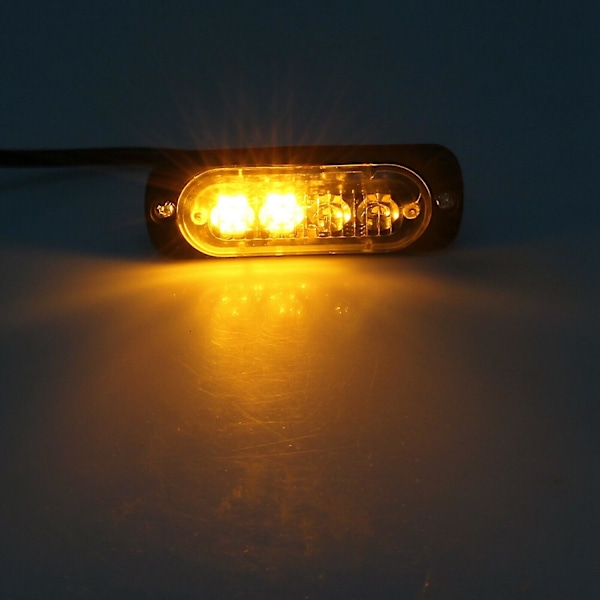 4 stk 4 LED Amber Recovery Strobe Lys 12V 24V Orange Grill Nedbrudd Blinkende db Black