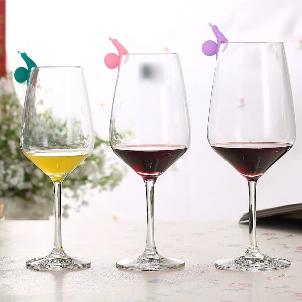 24 stycken silikon vinglas Charms markörer - färgglada dryck markörer för champagne, cocktails, Martinis