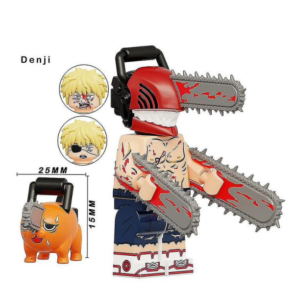 10 stk./sæt Chainsaw Man Byggeklodser Minifigurer Denji Makima Power Samling Actionfigurer Legetøj Børn Fans Samleobjekt Model Gave Db