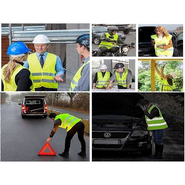 Varselväst, 4 st Gula Reflexvästar, Hög Synlighet Varselväst, Reflexväst, Reflexväst för Bil, för Förare Arbetare Unis [db]