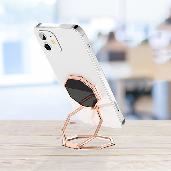 Telefonhållare Bärbar Justerbar Zink Alloy Fällbar Tablet Telefon Ring Stativ kompatibel Bilnavigering db Rose Golden