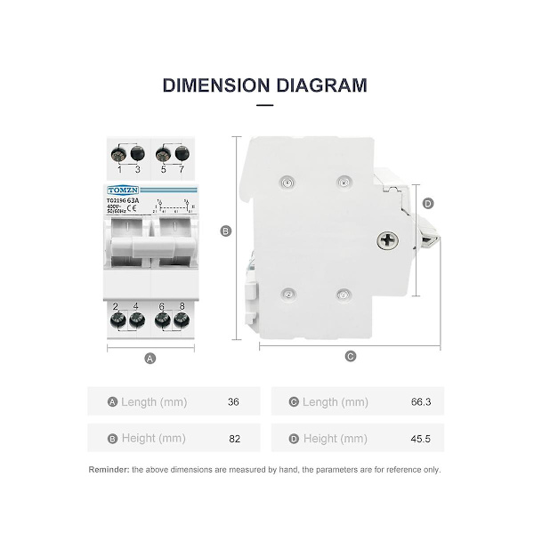 To219g 2p 63a Dubbel Manuell Överförings Isolering Switch Interlock Kretsbrytare