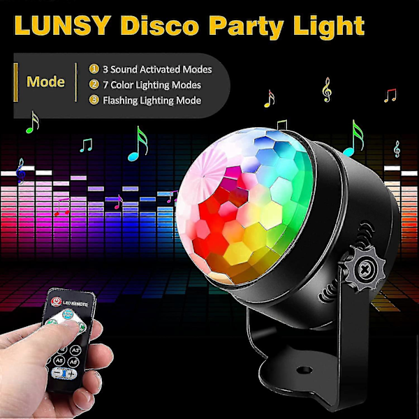 Diskokule 360 Roterende Led Party Lampe Musikkaktivert Disco db