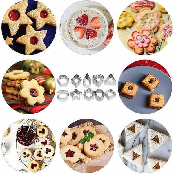30 Stykker Mini Kakeutstikkere Mini Geometrisk Form Kjeks Kakeutstikkere Rustfritt Stål for DIY Baking [db]
