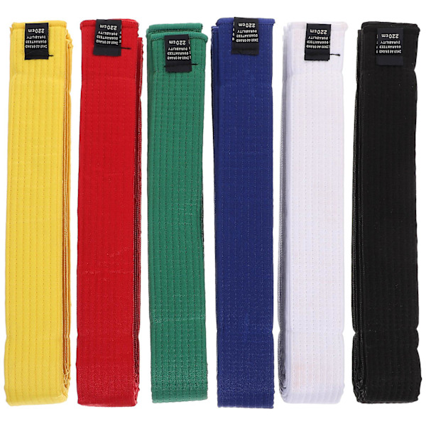6 kpl Karatevyöt Moniväriset Puuvilla Taekwondo Vyöt Ammattimainen Kamppailulajivyöt [db] 220X4X0.5CM