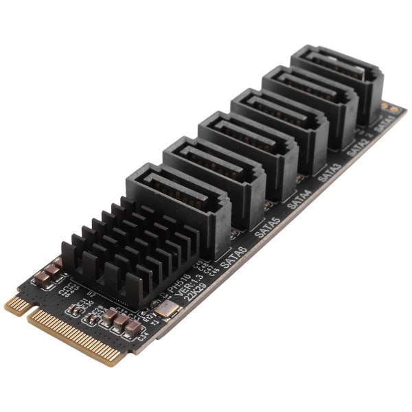 M.2 Mkey Pci-e Riser -kortti M.2 Nvme - SATA3.0 Pcie - SATA 6gpbsx6-portin laajennuskortti Asm1166