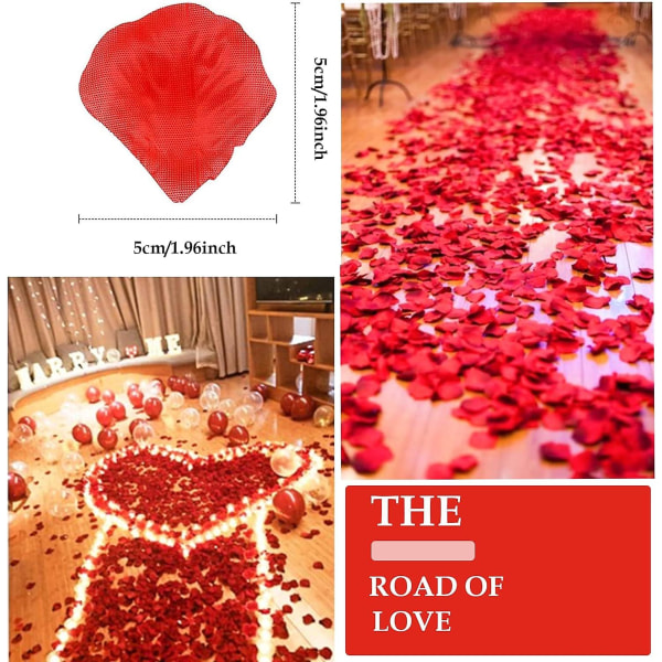 1200 stykker rosenblade - falske røde rosenblade til indretning