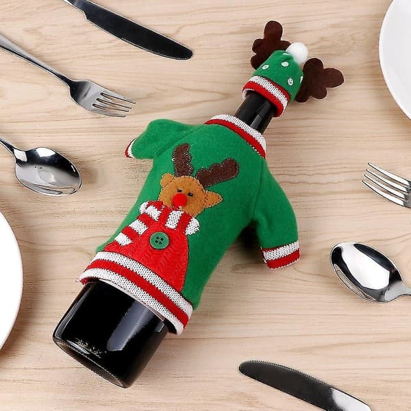 3 st. Ugly Sweater julvinflasköverdrag, julvinflasktröjor för Ugly Christmas[DB]