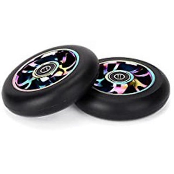 2 stk. 100 mm udskiftningshjul til løbehjul med leje, stuntløbehjul [db] black