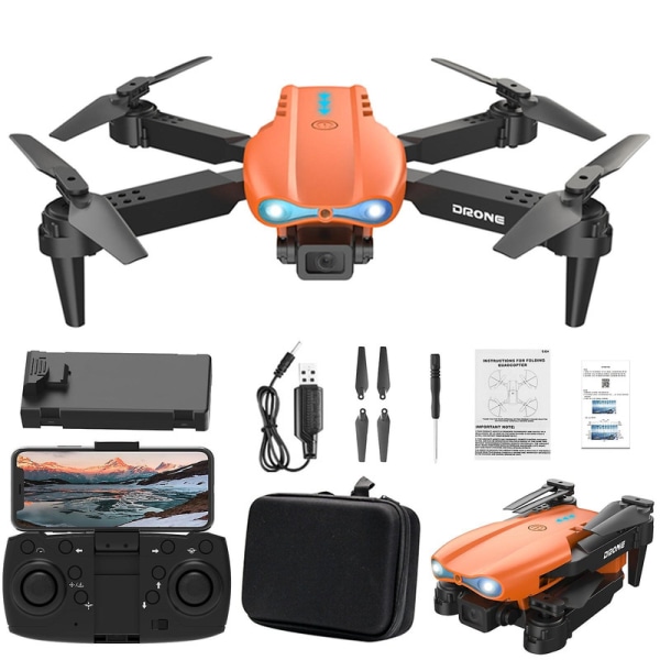 Drone med dobbel 1080p Hd Fpv-kamera Fjernkontrollleker Gaver til gutter Jenter med høyde Hold hodeløs modus Starthastighetsjustering [DB] Orange