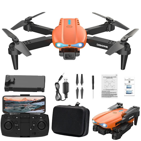 Kaksois 1080p HD FPV -kameralla varustettu drone, kauko-ohjattavat lelut, lahjat pojille ja tytöille, korkeudenpito, headless-tila, nopeuden säätö [DB] Orange