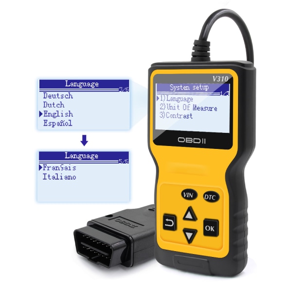 V310 bil OBD2 scannerkodelæser Motorfejlkodelæser Scanner CAN diagnostisk scanningsværktøj til alle OBD II-protokolbiler siden 1996