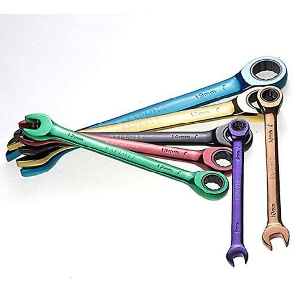 Nirvana Color Ratchet -avain, kaksoiskäyttöinen monitoiminen siirrettävä avain, käsi työkalusarja 8-19mm (koko: 8mm) db