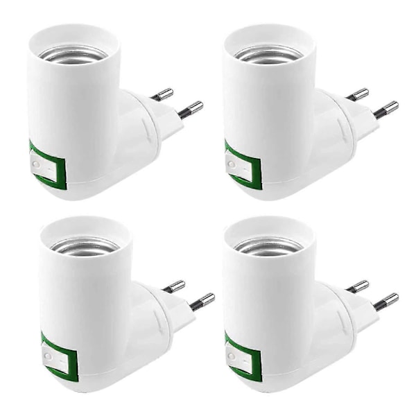 4 Stycken E27 Med Strömbrytare Konstruktionssockel Ac 220v Elektrisk Sockel För Köksvägglampa Adapter Led Lampa Hållare (vit) db