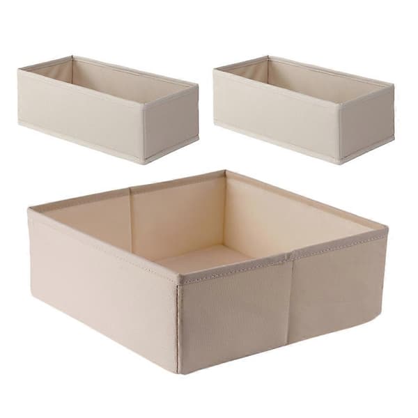 Underklädeslåda Organizer Beige Tyg Konst Förvaringslåda 3st för Sortering[DB]