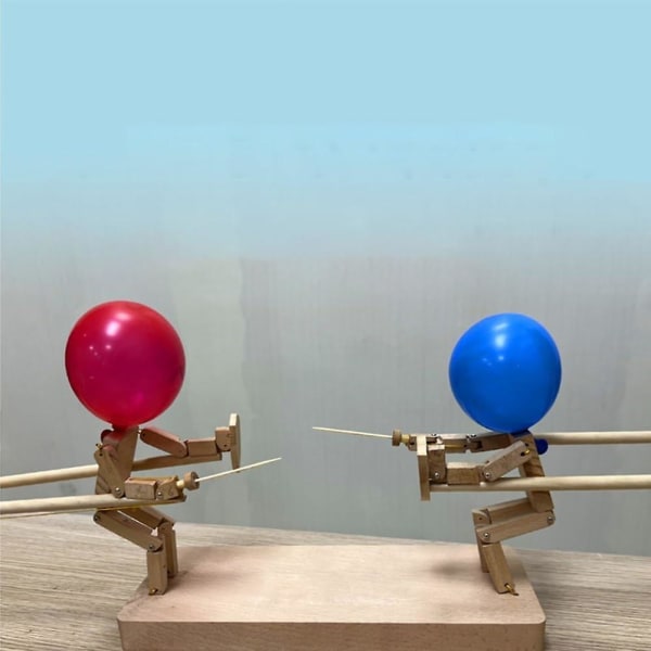 Balloon Bamboo Man Battle, Handgjorda fäktdockor i trä, Träbots-stridsspel för 2 spelare, fartfylld ballongkamp Roligt spännande spel [DB] 5mm