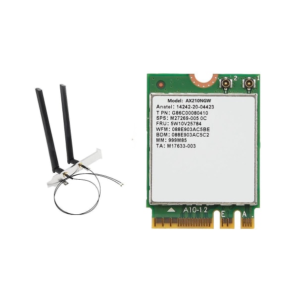 Ax210ngw Wifi-kort med antenn Wifi 6e Bluetooth 5.2 2.4ghz 5ghz 3000mbps M.2 trådlös adapter 802.11ax nätverkskort