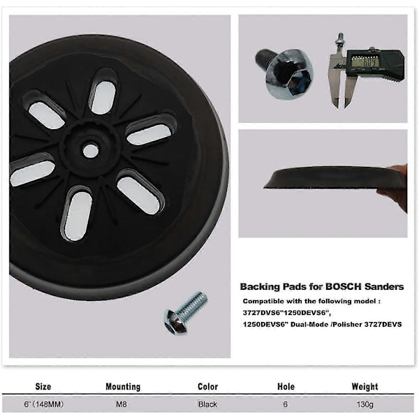 148mm Slibeskive Bagskive Kompatibel med Bosch GEX 150, GEX 150 AC, GEX 150 Turbo Sliber Hårdhed [DB]
