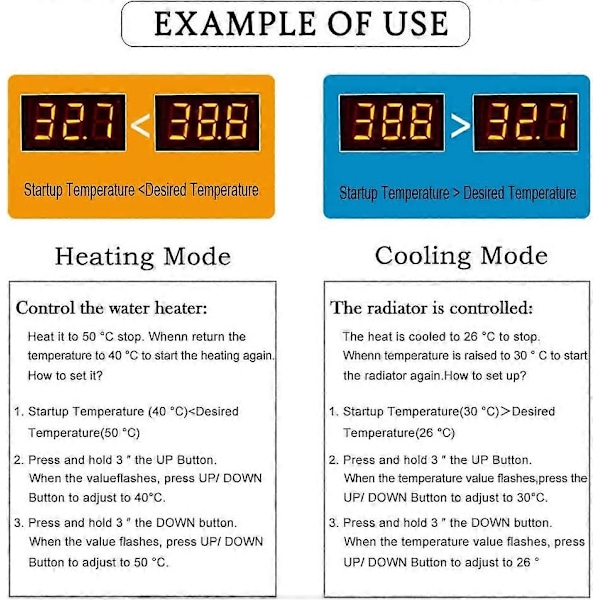 220 Digital LED Temperaturkontrollmodul, XH-W3001 Termostatbrytare med Vattentät Sond, Programmerbar Värmetermostat [DB]