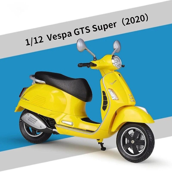 Welly 1:12 Vespa Gts Super 2020 Støpt kjøretøy Samleobjekter Hobbyer Motorsykkelmodell Leker Db Yellow with box