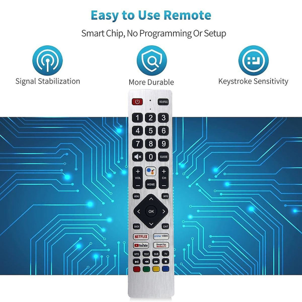 Rmc0133 Fjernkontroll Erstatning For Sharp Tv Fjernkontroll Gratis Oppsett [DB] Silver