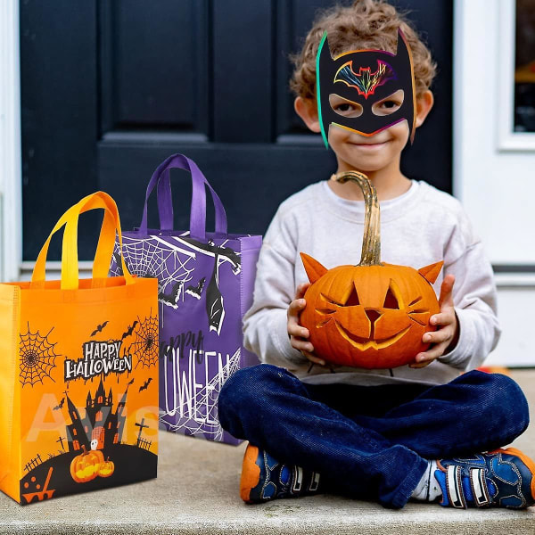 4 stk Halloween Tote Bags - Multifunktionelle ikke-vævede gaveposer