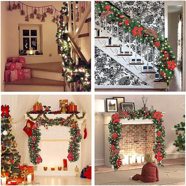 Julekrans, 270 cm, med LED-lys