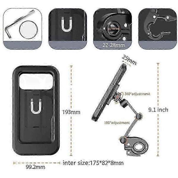 Universal Vandtæt Cykel Motorcykel Telefonholder til Samsung iPhone Xiaomi Mobil Styrbeslag Stand 360 Justerbar Touch-Screen Cover [DB]