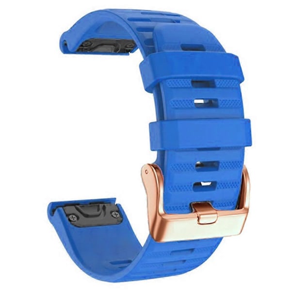 Urremme til Garmin Fenix 7S / 6S Pro / 5S Plus / Instinct 2S, vandrette stribede silikone 20mm rem med rosaguld spænde [DB] Dark Blue