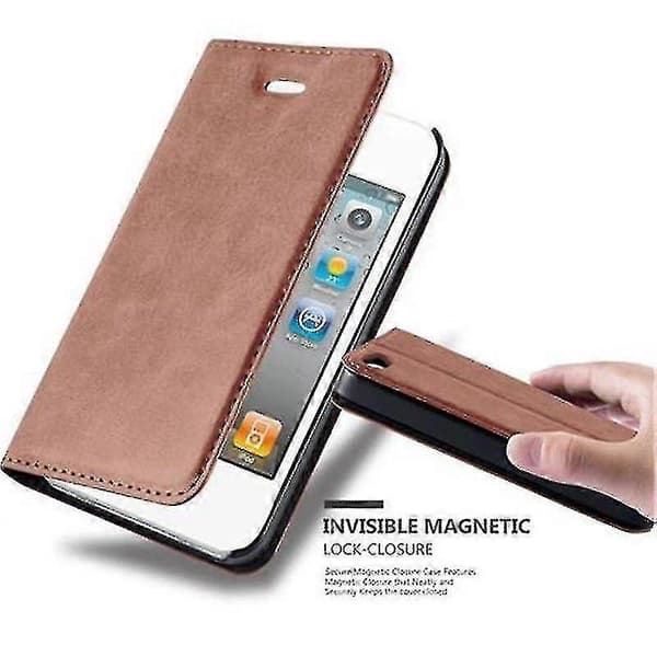Fodral för iPhone 4 / 4s Vikbart telefonfodral - Skydd - Med stativfunktion och kortfack [DB] Brown
