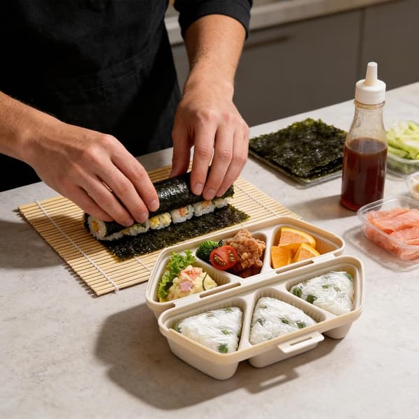 Sushiform, 6-håls non-stick köksredskap, triangulär risbollsform, hållbar bärbar stil, för hem, skola, kontor, picknick, camping, Tr[DB] Light Brown