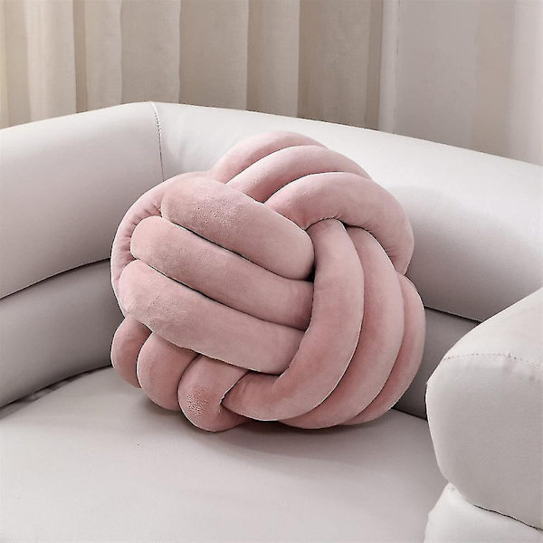 Knot Ball Throw Pillow, Rundt Knutet Plysj Pynte Pute For Preppy DB Pink 20CM