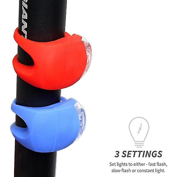 16/24 stk. LED-cykellys, Klips-på Cykellygter, For- og Baglygter i Silikon LED-sæt, Vandafvisende Cykelforlygte Baglygte Sikkerhed til { DB} 24pcs red and black
