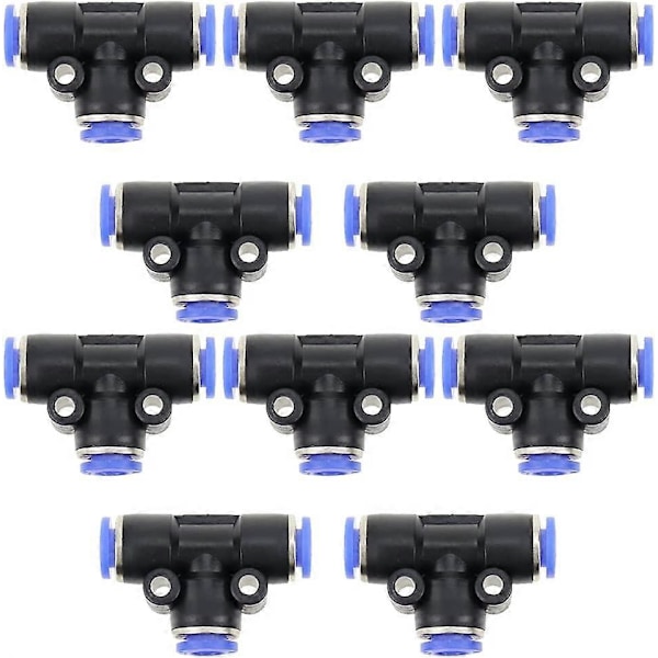 Pe8 t-koppling anslutning luft pneumatiska anslutningar 3-vägs snabbkopplingar 8mm tryckplugg connec [DB]