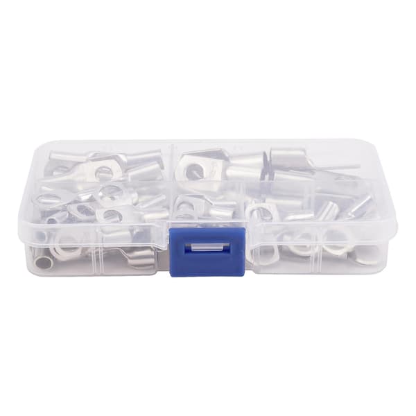 Bolt Hole Fortinnede Kobber Kabelterminaler Batteriterminaler Sæt Wire Terminaler Stik (FW) silver