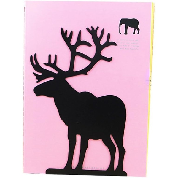 Fashion Creative Cartoon Cute Iron Elk Moose Pattern Nonskid Metal Office Desk Bookends (svart)