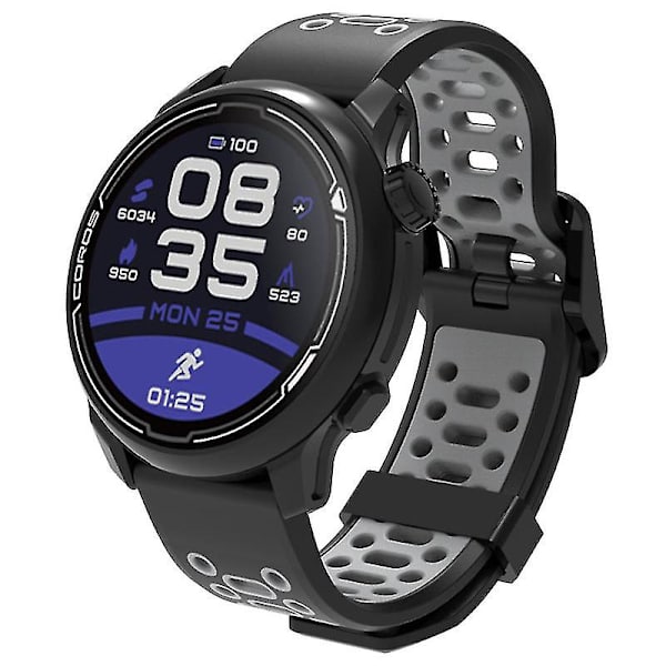 Dubbelfärgad 20mm Silikonarmband för Coros Pace 2/Garmin vivoactive 5/GarminActive 5/Venu Sq 2 {Db} Black Grey