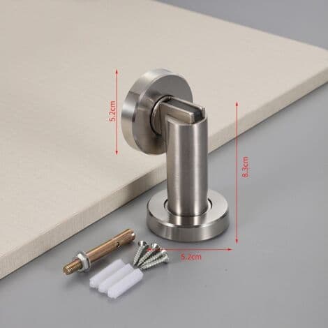 Magnetisk dørstopper, magnetisk dørkile, rustfrit stål, gulv- eller vægmontering, sølv[DB]