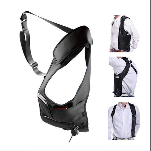 Mænd Rejse Anti Tyveri Skjult Underarm Skuldertaske Sort Nylon Lomme Mp3 Pas Pas Mobiltelefon Opbevaring Organizer DB