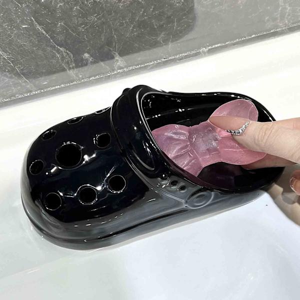 Kreativa Crocs Askkopp Ornament - Crocs Keramisk Askkopp Rolig Anti-Fluga Ask Ornament, 100% Ny [DB] black