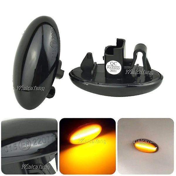 2 stk LED dynamisk blinklys sidemarkerlys til Peugeot 307 206 407 107 607 1007 Partner Expert sekventielt blinklys  DB