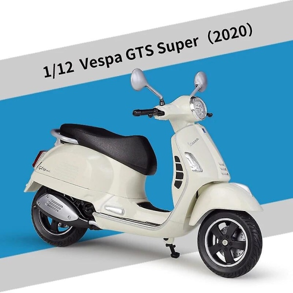 Welly 1:12 Vespa Gts Super 2020 formgjutna fordon Samlarobjekt Hobbyer Motorcykelmodell Leksaker Db White no box