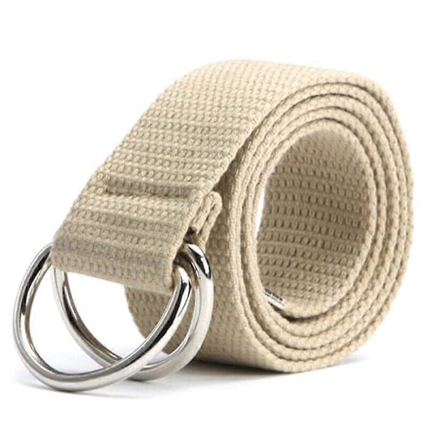 Herre Dame Canvas D Ring Bælter Stof Webbing Livrem Taljebælte db Khaki