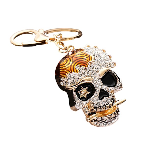 Sej Hodeskalle Nøglering Krystal Rhinestone Nøgleringe Bil Taske Vedhæng Ornamenter Pung DB Yellow