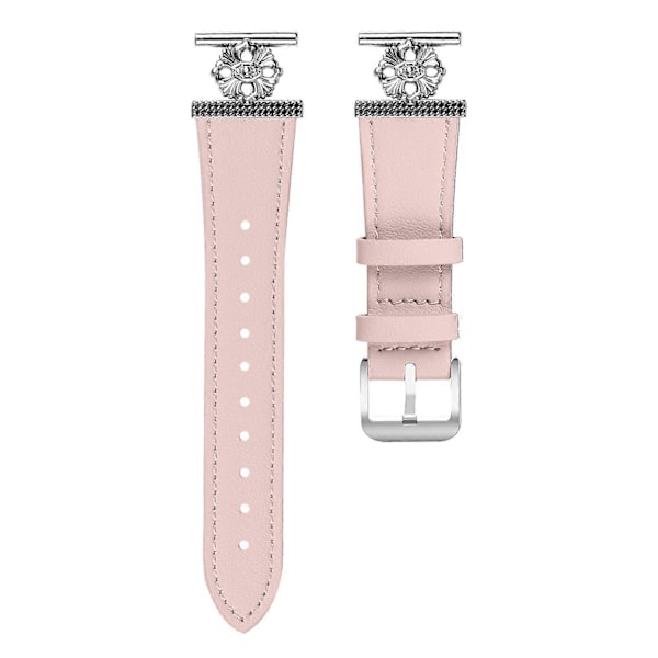 Til Garmin Vivomove Luxe/ Garminmove Luxe Urrem Ægte Koskind Læder Blomsterdekoration Justerbar Rem [db] Pink