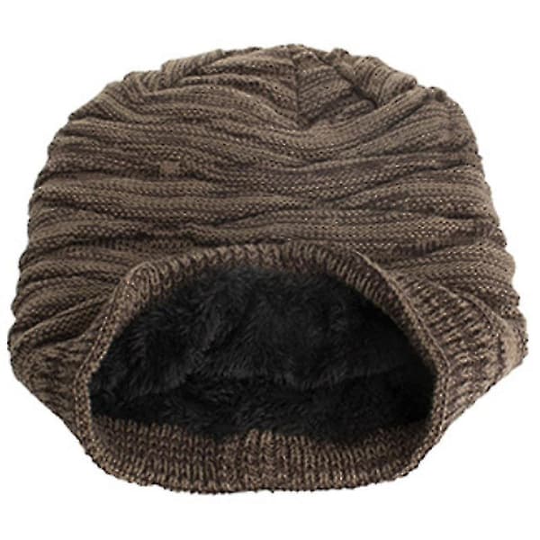 Unisex Oversized Slouch Lång Beanie Hatt Vinter Varm Stickad Wrap Cap db Khaki