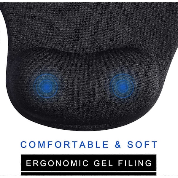 Musmatta, 2-pack ergonomisk musmatta med bekvämt gel-handledsstöd, bas för att enkelt lindra smärta vid skrivande, hållbar och lätt att rengöra db