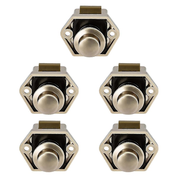 10 st Mini Tryckknappslås för Låda Skåp Dörr Fäste Caravan Husbil Nickelfärgad Båtlås Knopp [DB] Nickel 5pcs